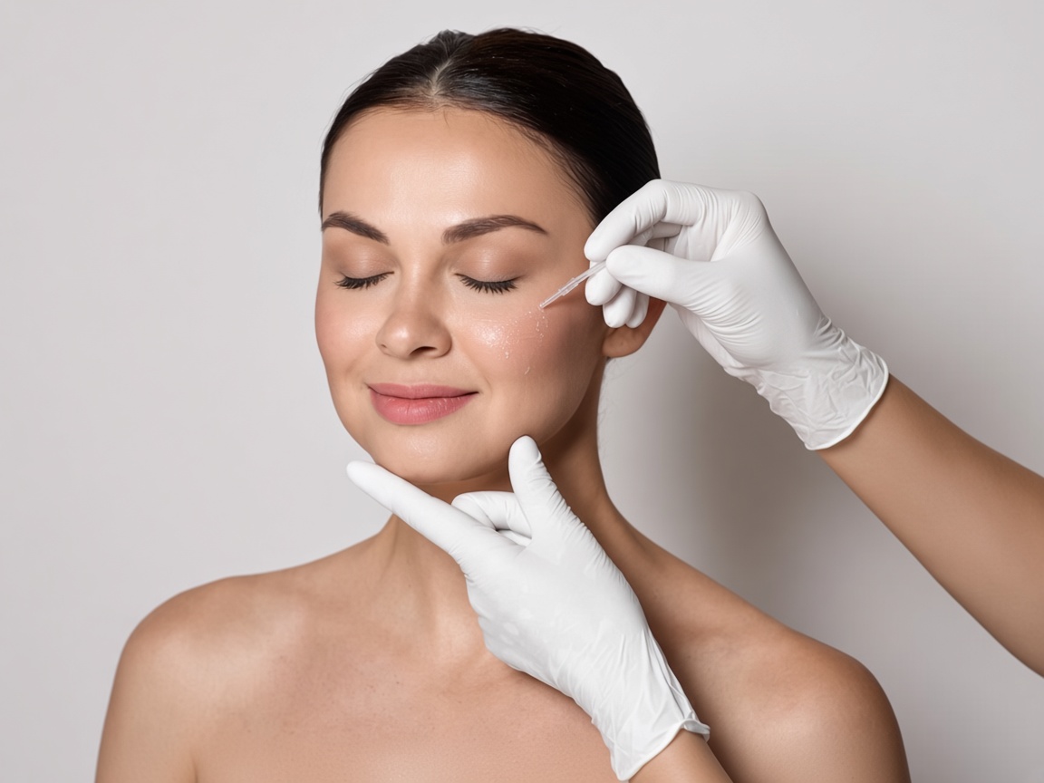 Aplicação de sérum hidratante na pele, skinbooster